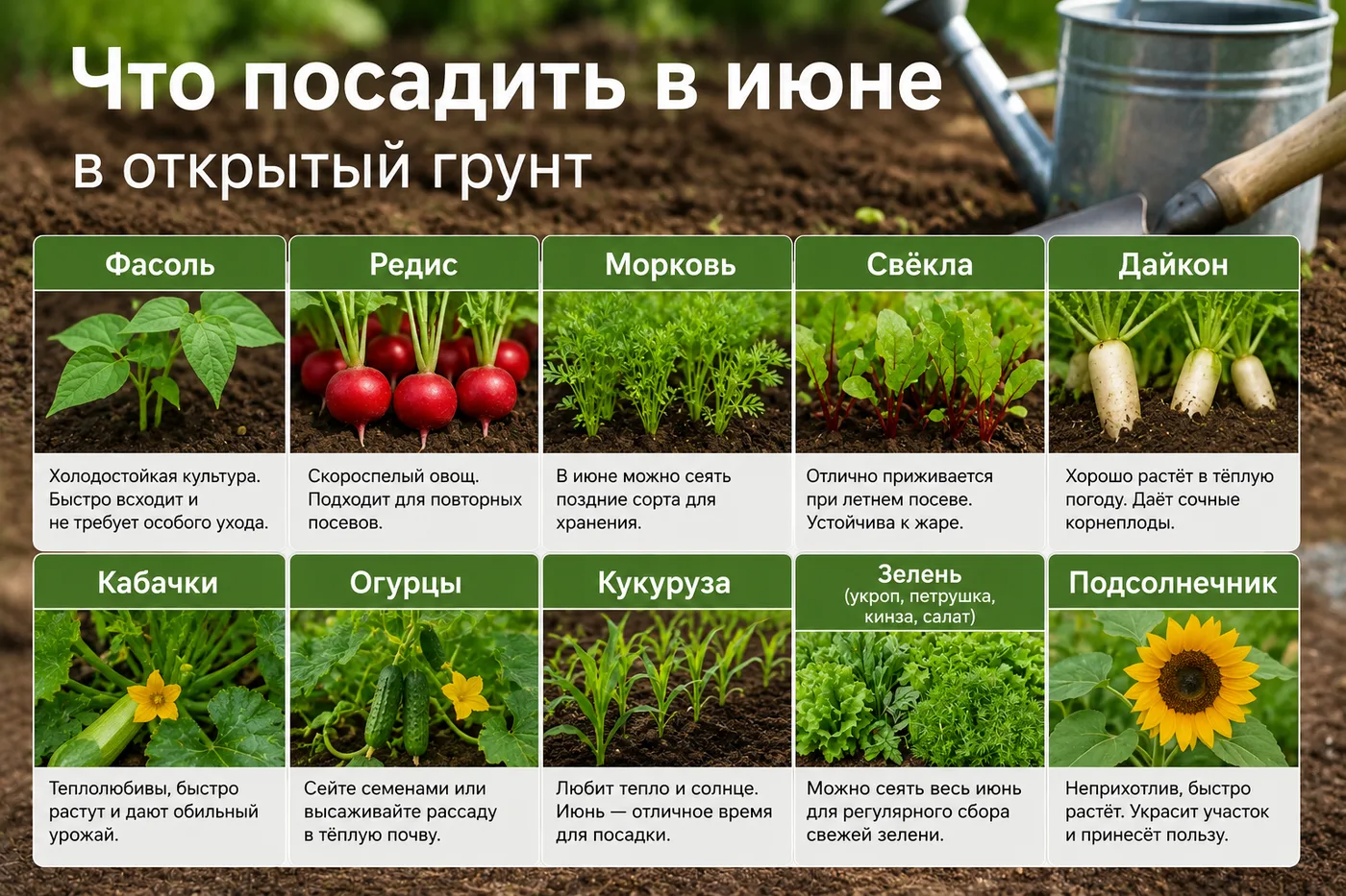 что посадить в июне