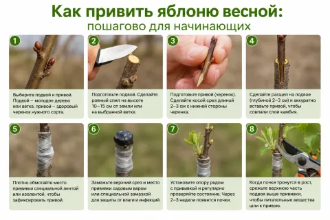 Как привить яблоню весной: пошагово для начинающих