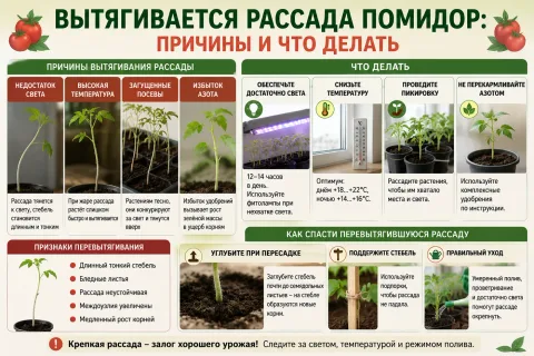 Вытягивается рассада помидор: причины и что делать