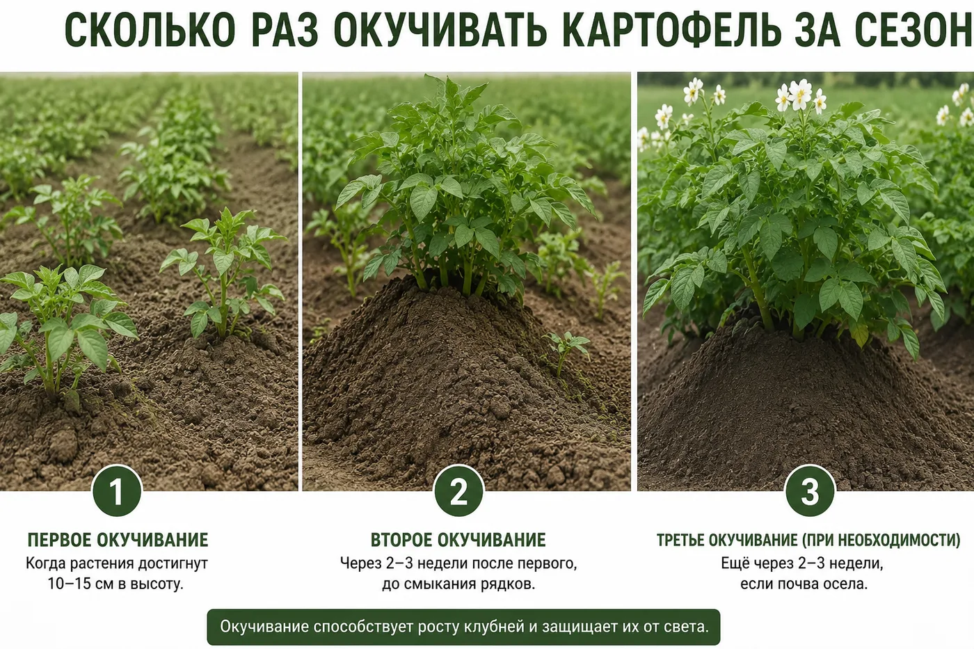 Сколько раз окучивать картофель за сезон
