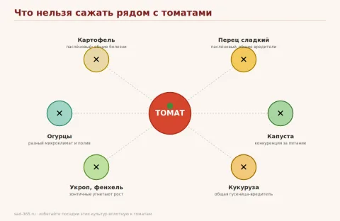 Что нельзя сажать рядом с томатами