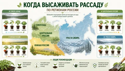 Сроки посадки рассады по регионам России: таблица по культурам
