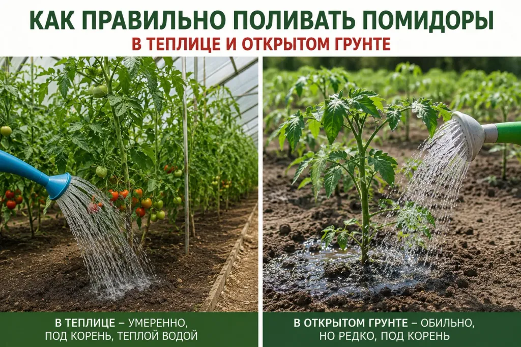 Как правильно поливать помидоры в теплице и открытом грунте