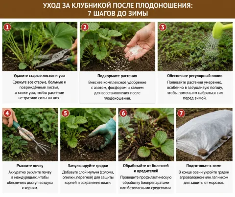 Уход за клубникой после плодоношения: 7 шагов до зимы