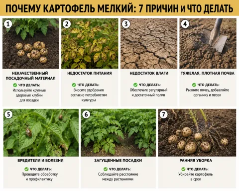 Почему картофель мелкий: 7 причин и что делать
