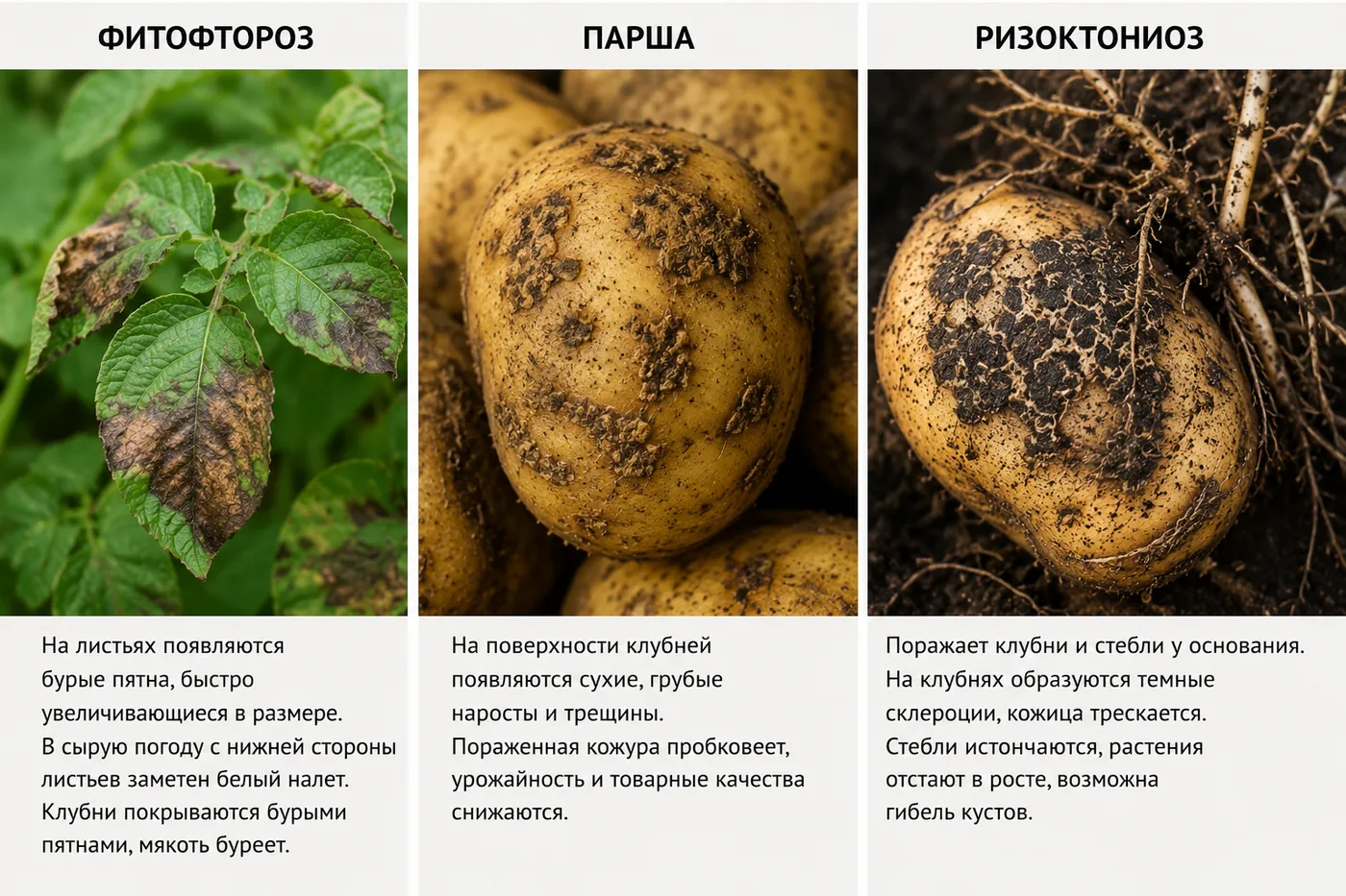 Болезни картофеля фитофтороз, парша, ризоктониоз